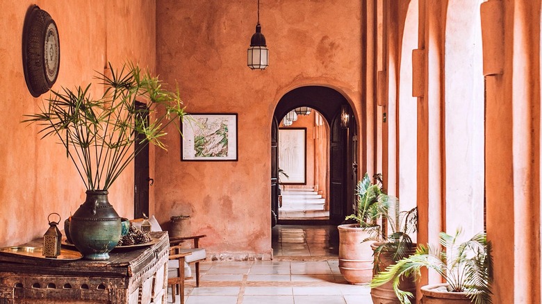 House with terracotta limewashed walls