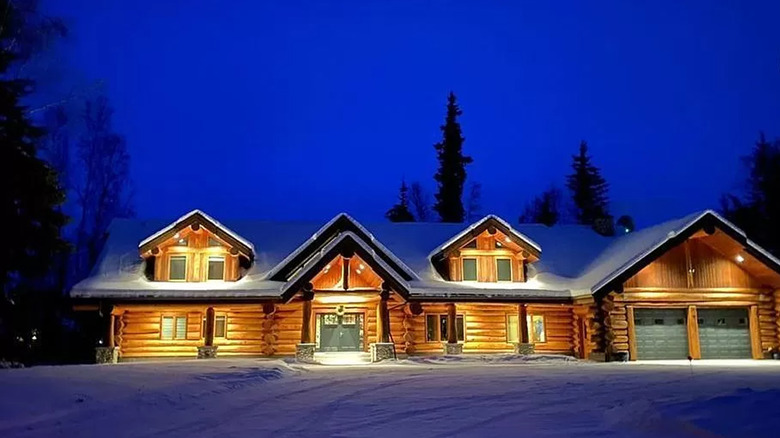 View of wooden beamed home