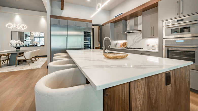 Large industrial refrigerator in a home kitchen