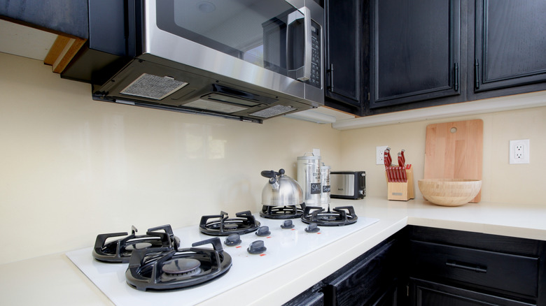 Closeup of an over-the-range microwave