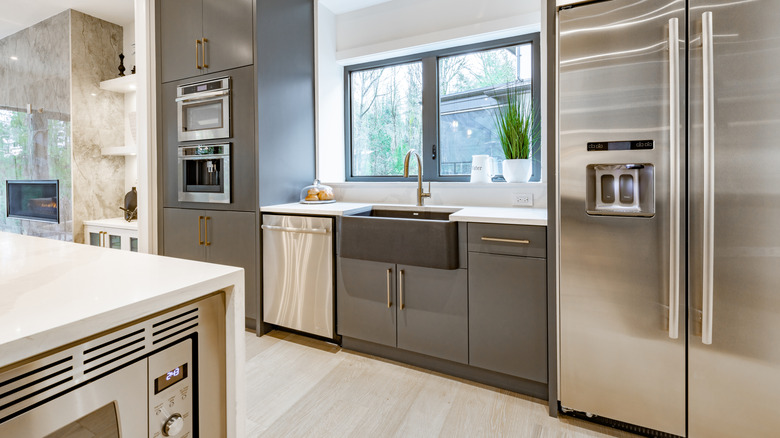 Modern kitchen with stainless steel appliances