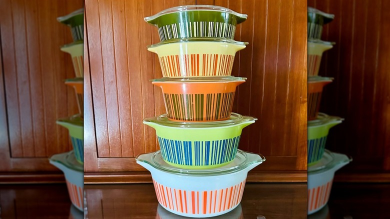 Barcode pyrex promo pattern in different colors