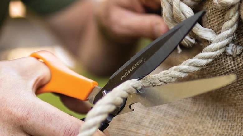 A person using Fiskars' Stainless Steel Garden Scissors