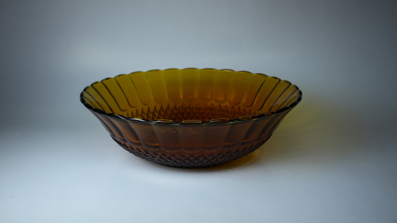 Dark brown amber glass bowl