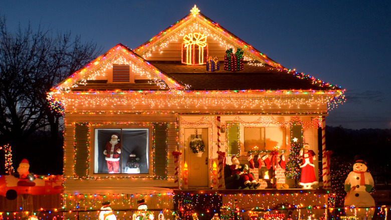 Christmas lights on a house