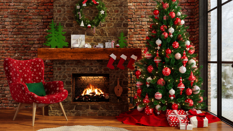 Matching Christmas decor setup