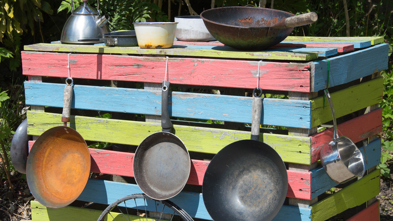 Colorful wood kitchen stand