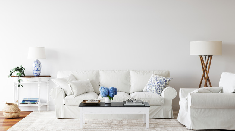 living room with white walls