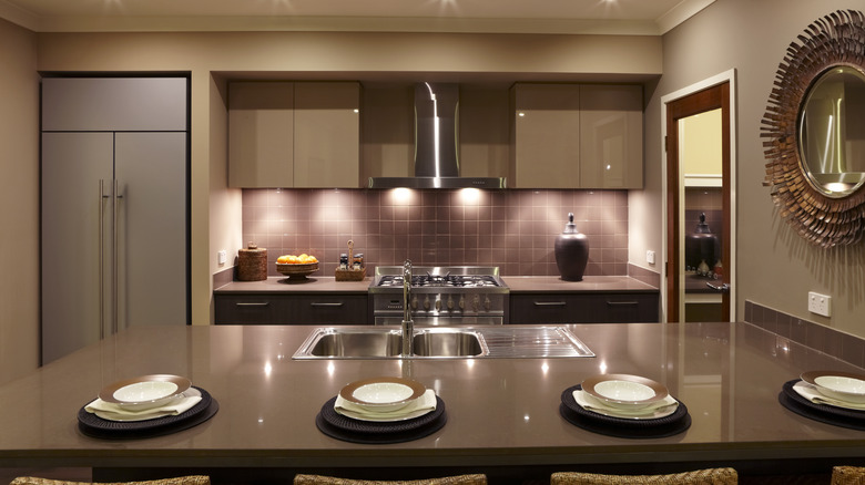 all brown kitchen