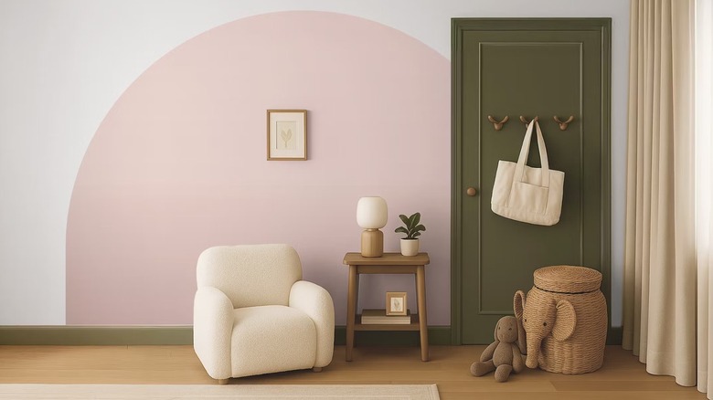 A pink arch accent wall decal
