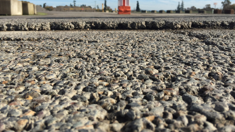 A close up of pervious concrete slabs.