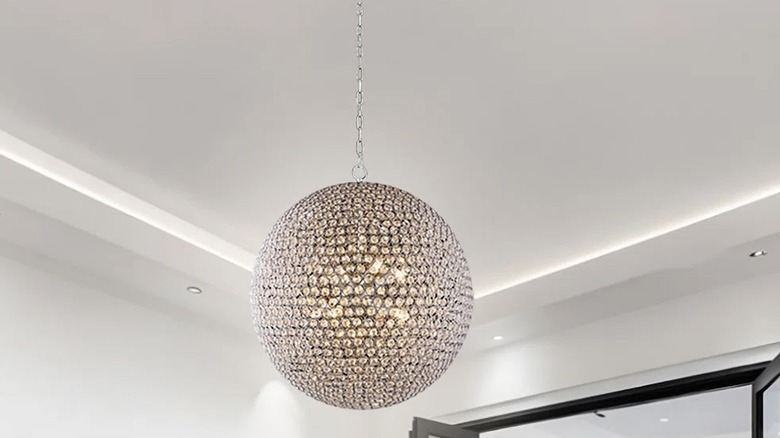 Round crystal ball pendant light