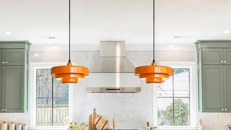 Multi-layered orange pendant lights
