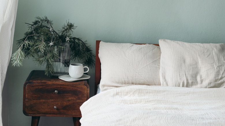 Sage green bedroom wall
