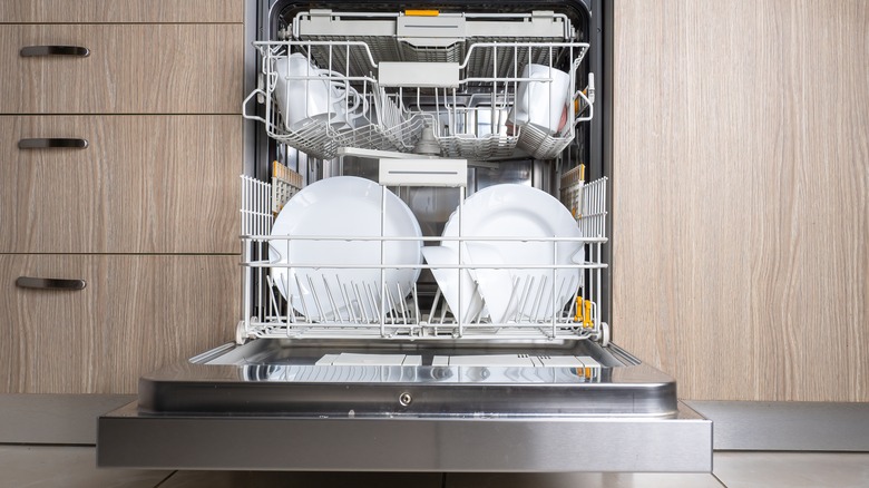 dishes in a dishwasher