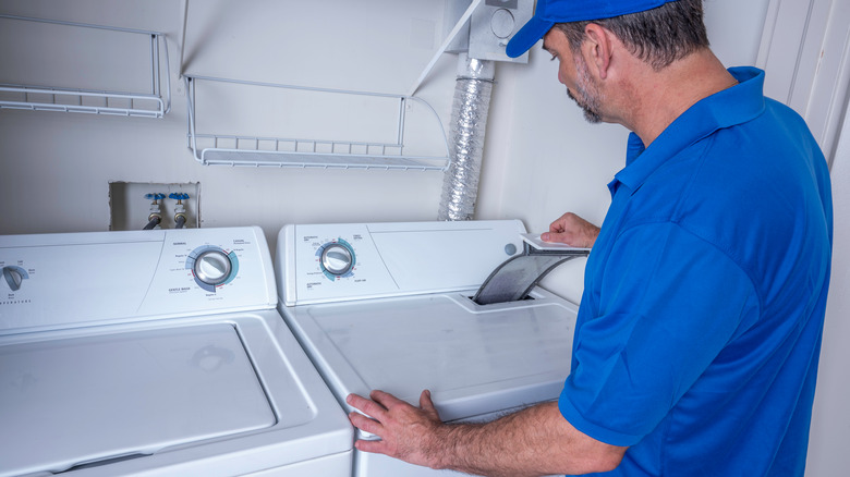 person with a dryer