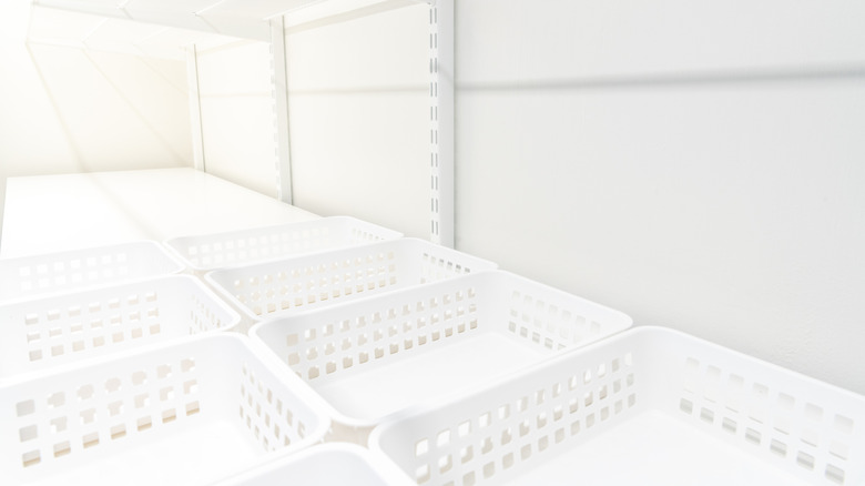 Mesh slotted baskets in a freezer