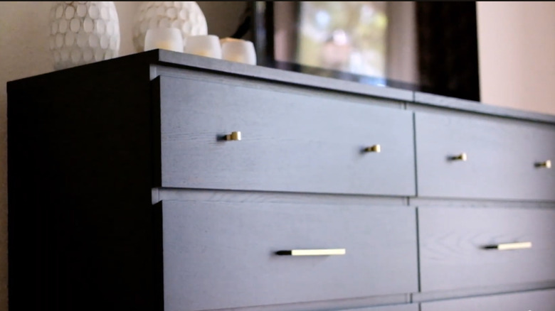 brown IKEA dresser gold handles