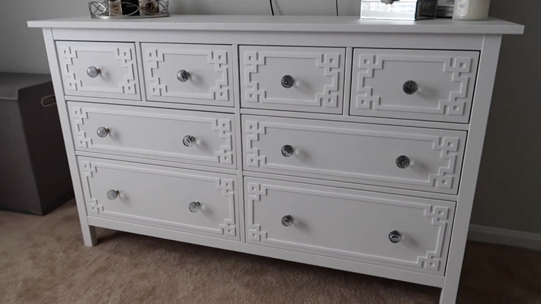 IKEA dresser with geometric overlays