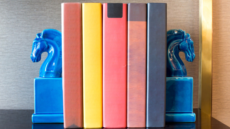 Bookends with books being held upright