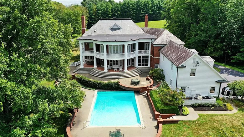 Backyard of Georgian-style mansion