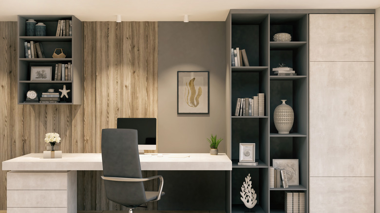 An elaborately lighted home office