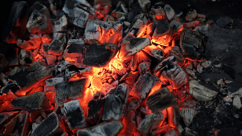 Burning charcoal