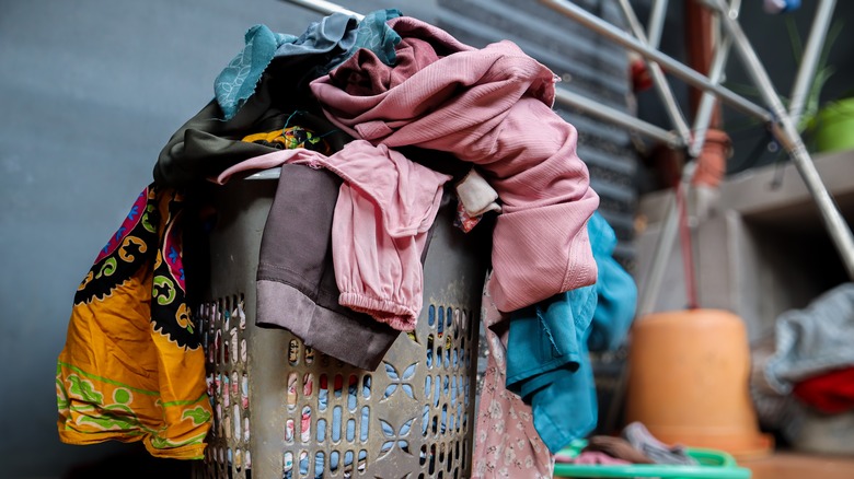 Overflowing laundry basket