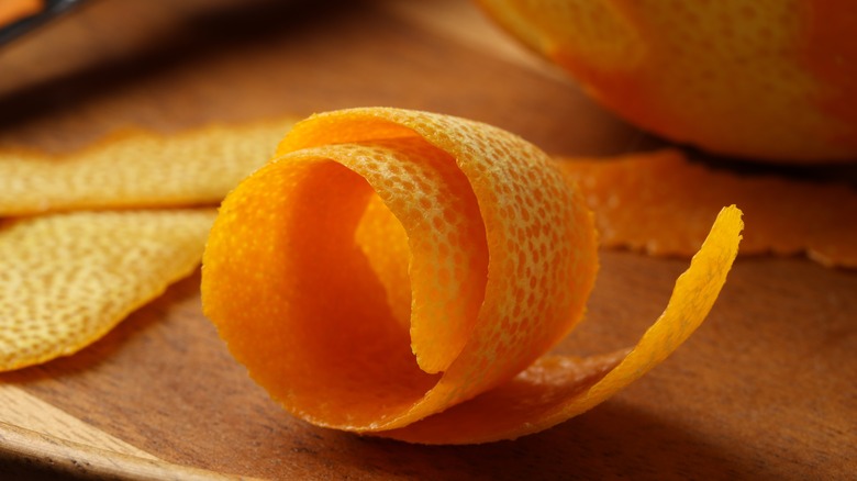 Fresh orange peel close up