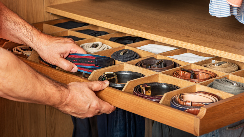belt storage in closet
