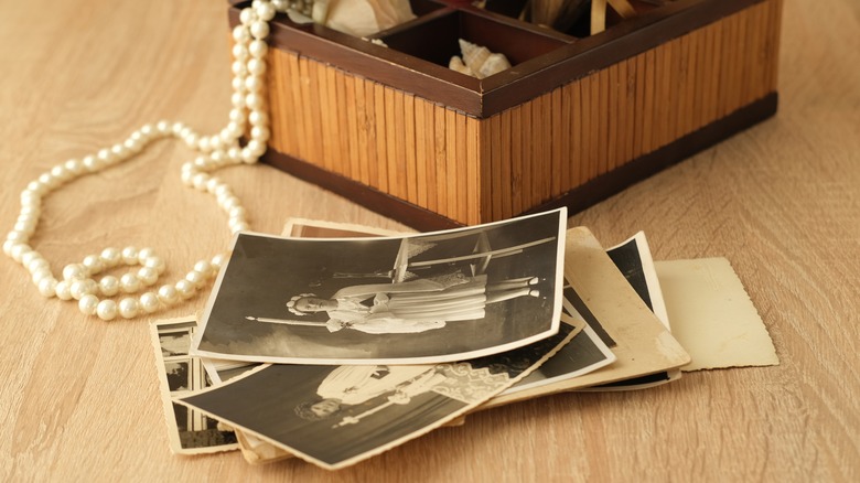 Box of family photos and keepsakes
