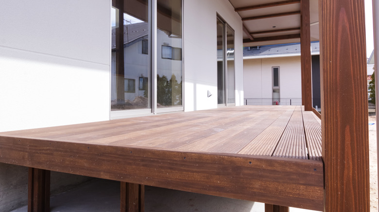 closeup of wood deck in home