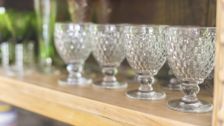 Vintage glasses in thrift store