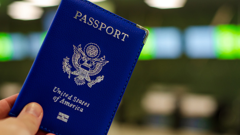 hand holding us passport