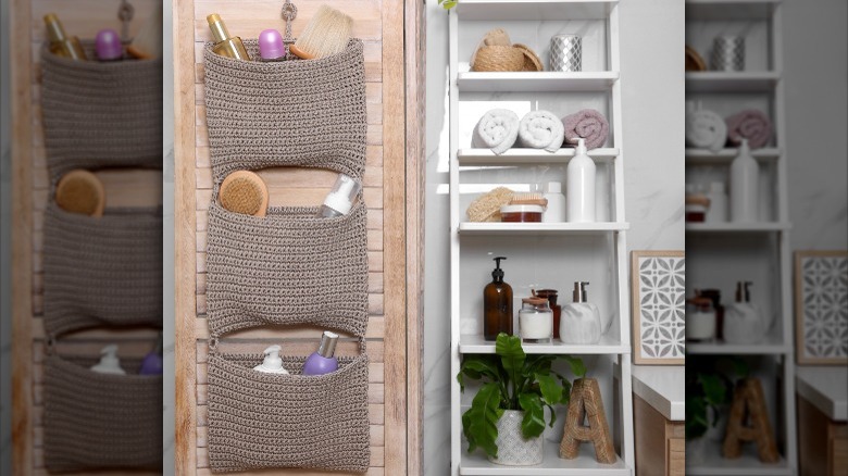 Woven organizer above the door