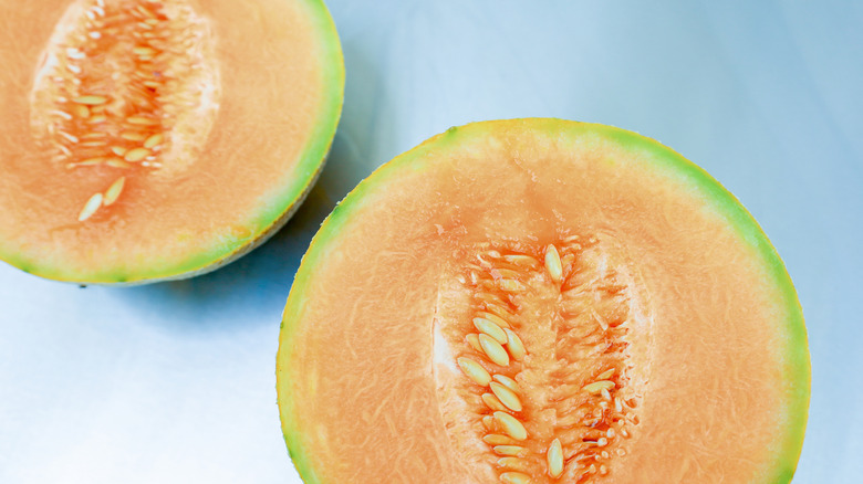 Ambrosia cantaloupe melons on table