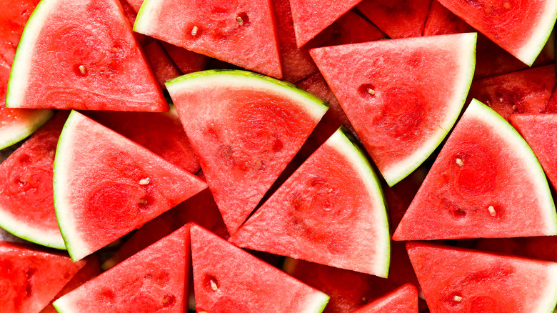 Sliced watermelon wedges