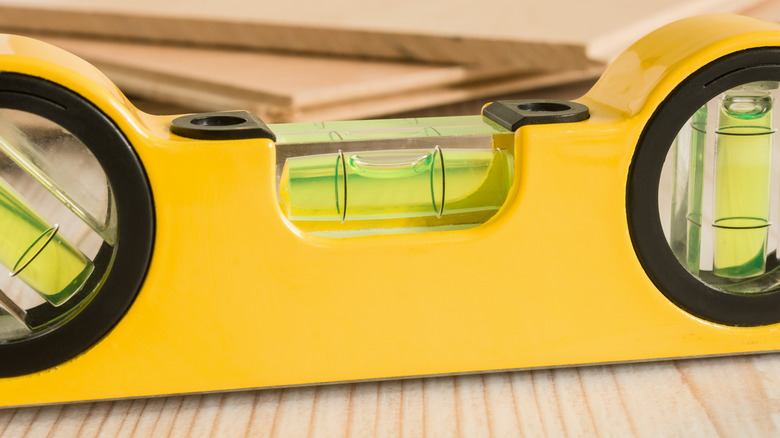 Level on a wood floor