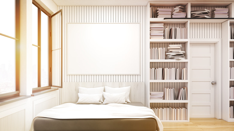 shelves with books around doorway