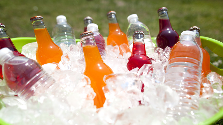 Soda bottles in cooler