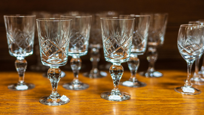 crystal glasses on a table
