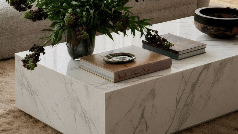 solid marble white coffee table