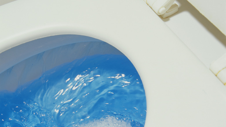 A self cleaning toilet flushing with clean water