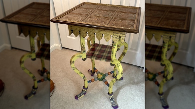 1990s Mackenzie Childs vintage accent table