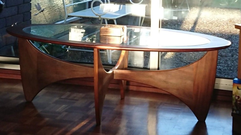Teak glass oval 'Fresco Astro' coffee table for G Plan 1960s