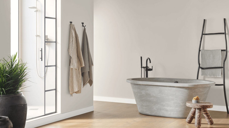 A modern bathroom painted Drift of Mist