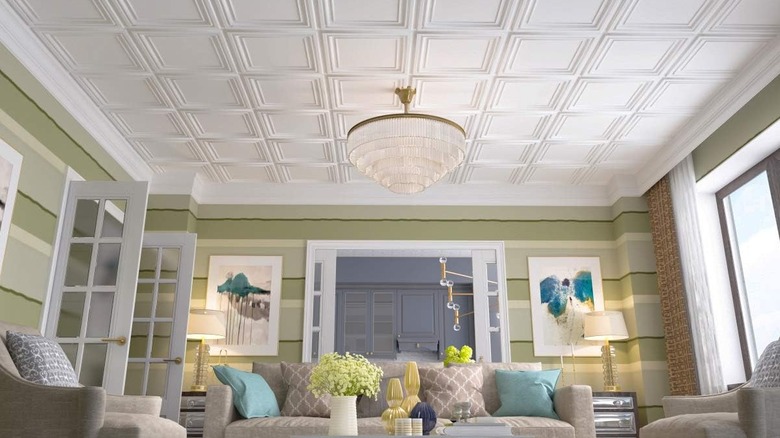 Art3D Ceiling Tiles are installed on the ceiling of a light-filled room