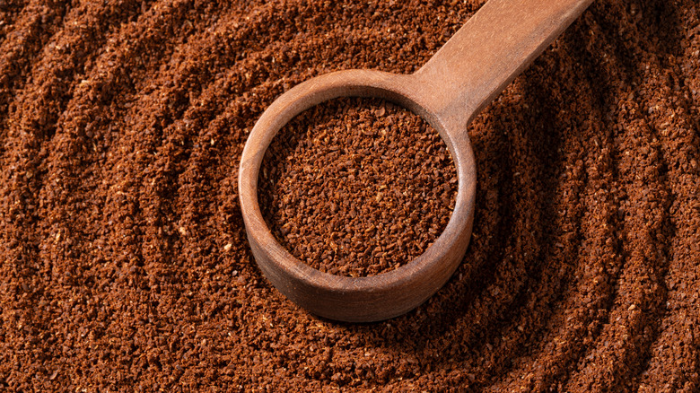 coffee grounds with spoon