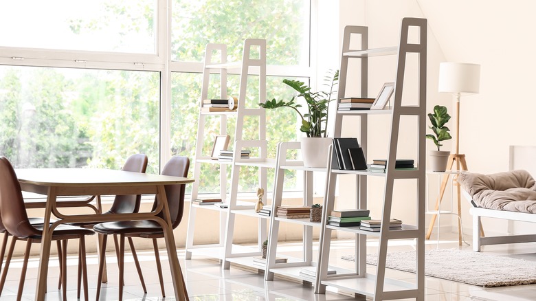 Open shelves in dining room