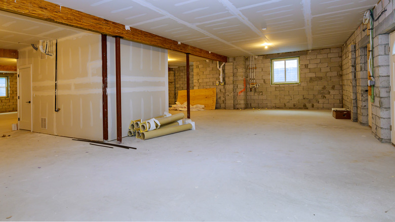 Unfinished home basement